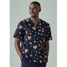 Printed Mens Space Party Scrub Top Printed Mens Space Party Scrub Top