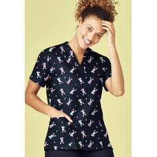 Womens Easter V-Neck Short Sleeve Scrub Top