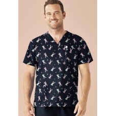 Mens Easter V-Neck Short Sleeve Scrub Top
