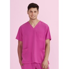 Unisex Pink V-Neck Scrub Top