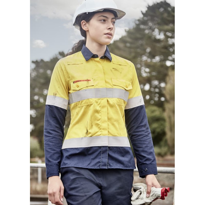 Womens Orange Flame Lightweight Ripstop Taped Shirt