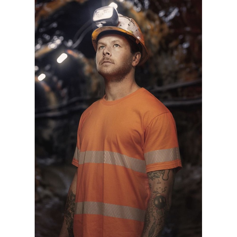 Mens Hi Vis Segmented Tape Cotton Tee Shirt