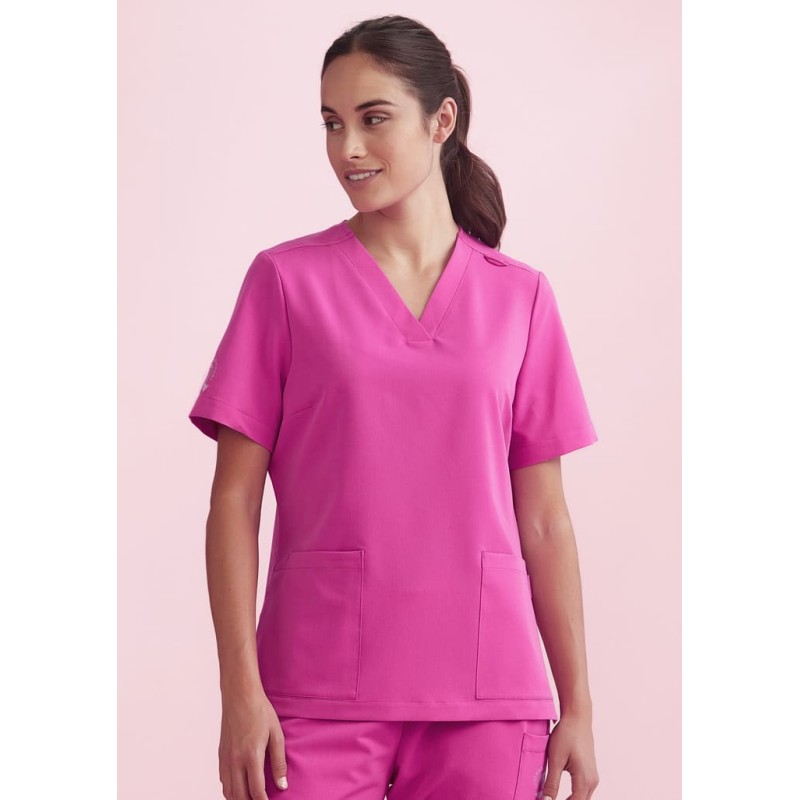 Womens Pink V-Neck Scrub Top