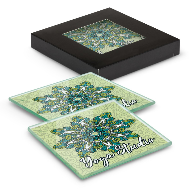 Venice Glass Coaster - Set of 2 - Square - Full Colour