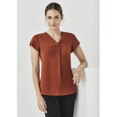 Kayla Womens V-Neck Pleat Blouse Kayla Womens V-Neck Pleat Blouse