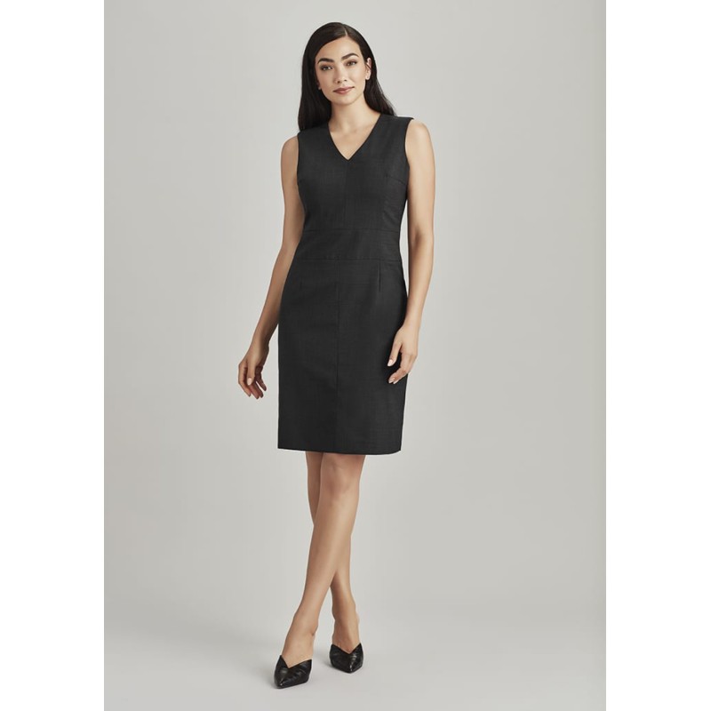 Comfort Wool Stretch Womens Sleeveless V-Neck Dress