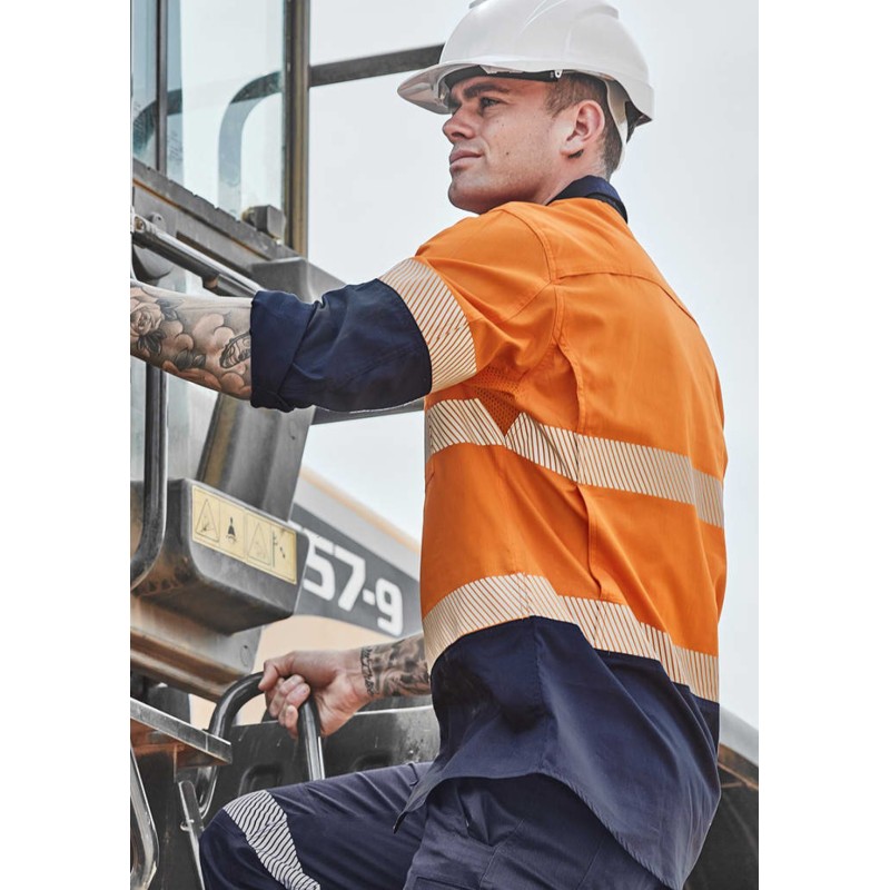 Mens Rugged Cooling Hi Vis Segmented Tape Long Sleeve Shirt