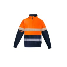 Mens Orange Flame Hi Vis 1/4 Zip Pullover - Hoop Taped