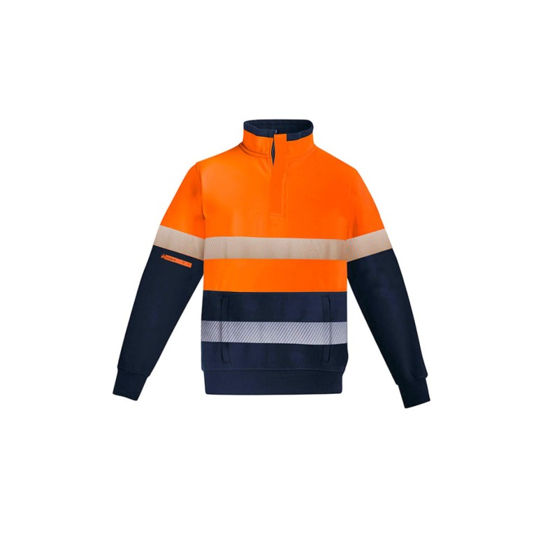 Mens Orange Flame Hi Vis 1/4 Zip Pullover - Hoop Taped
