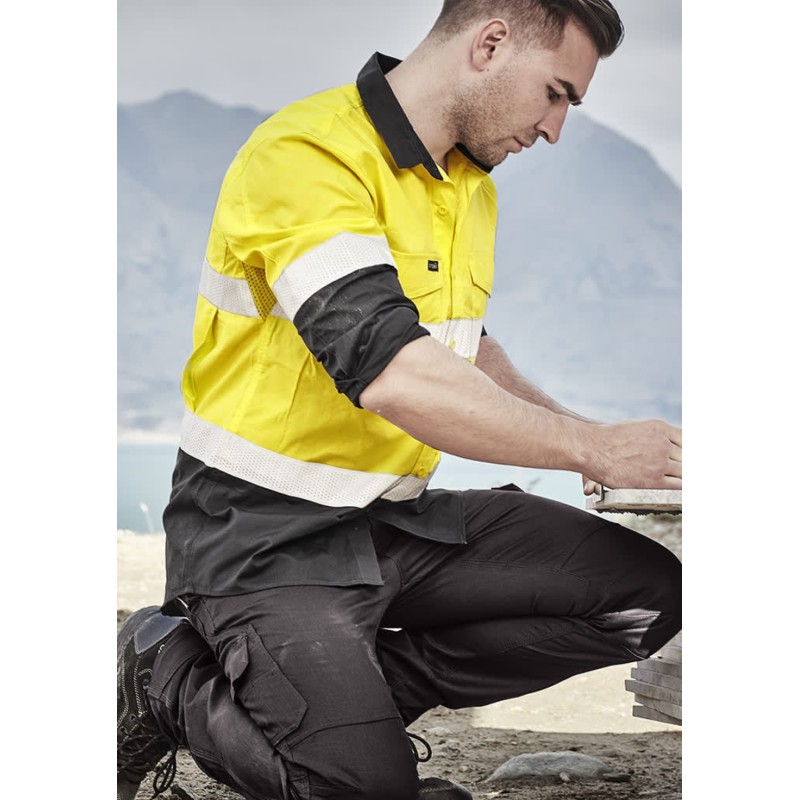 Mens Rugged Cooling Hi Vis Taped Long Sleeve Shirt Mens Rugged Cooling Hi Vis Taped Long Sleeve Shirt