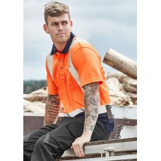 Mens Hi Vis Spliced Short Sleeve Polo - Shoulder Taped