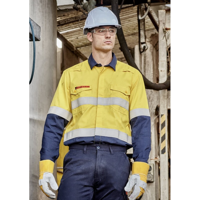 Mens Orange Flame Lightweight Ripstop Shirt - Hoop Taped